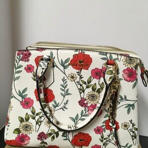 Nine West Floral Satchel in White and Red